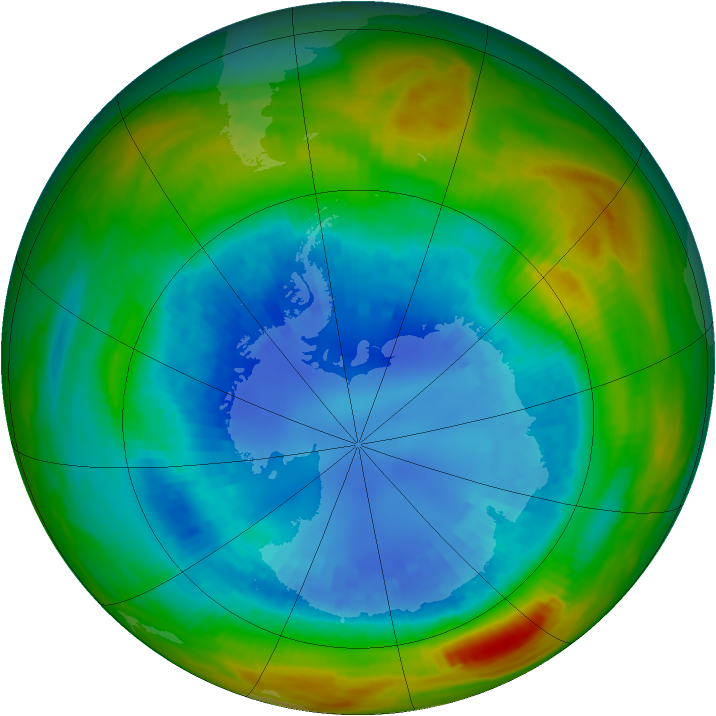 Antarctic ozone map for 28 August 1989
